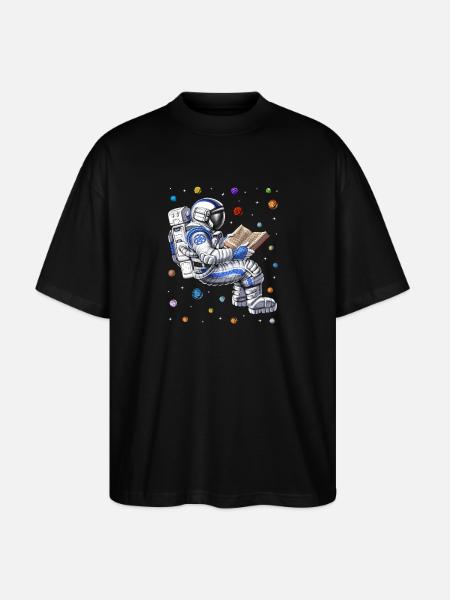 Astronauten-Lesebuch - Stanley/Stella Oversized Unisex Bio T-Shirt Blaster 2.0 - Schwarz