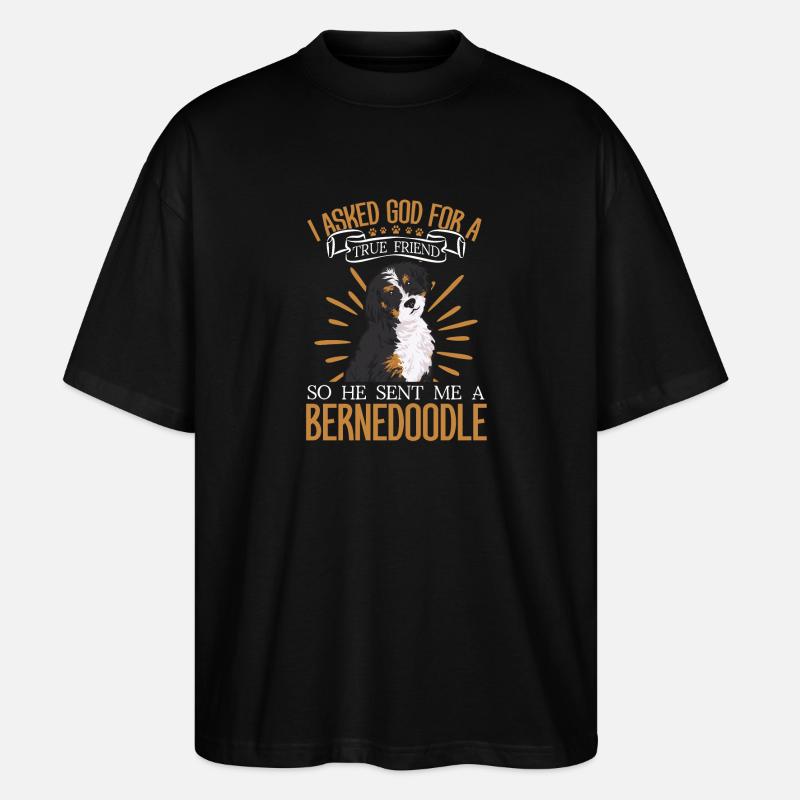 Bernedoodle Hund - Stanley/Stella Oversized Unisex Bio T-Shirt Blaster 2.0 - Schwarz