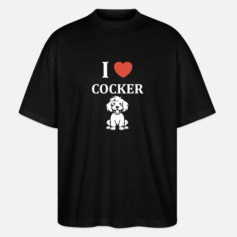 Chien cocker - T-shirt bio Blaster 2.0 coupe oversize Stanley/Stella Unisexe - noir