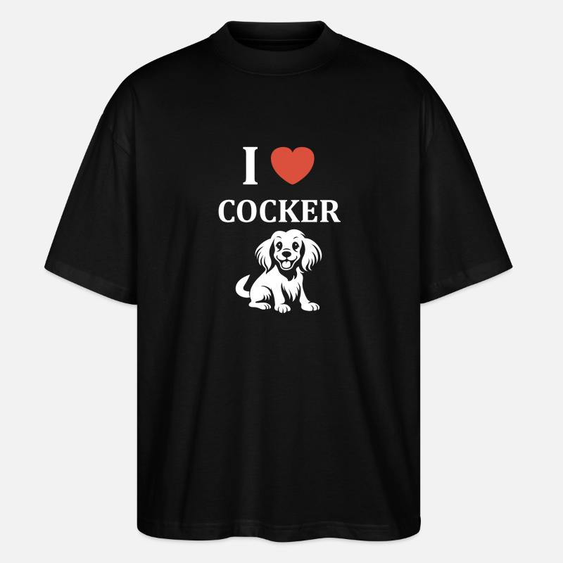 Chien cocker - T-shirt bio Blaster 2.0 coupe oversize Stanley/Stella Unisexe - noir