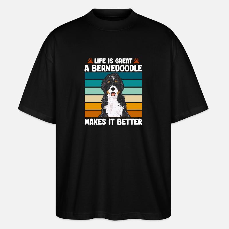 Bernedoodle Hund - Stanley/Stella Oversized Unisex Bio T-Shirt Blaster 2.0 - Schwarz