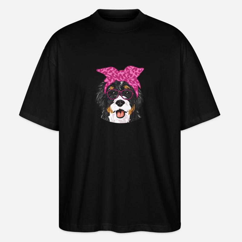 Bernedoodle Hund - Stanley/Stella Oversized Unisex Bio T-Shirt Blaster 2.0 - Schwarz