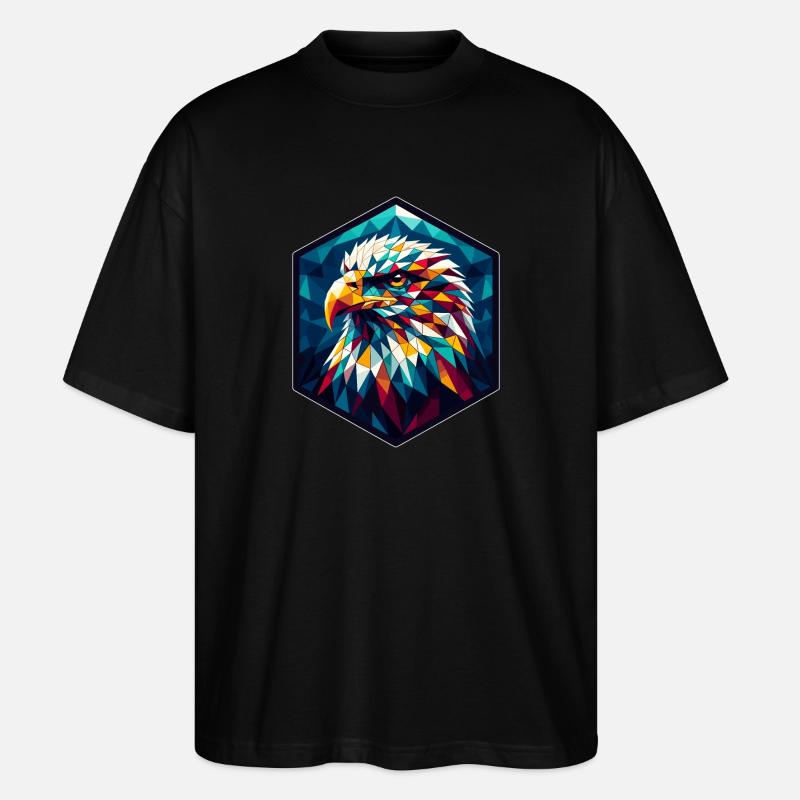 White-tailed eagle in polygon representation - Stanley/Stella Oversized Unisex Organic T-shirt Blaster 2.0 - black