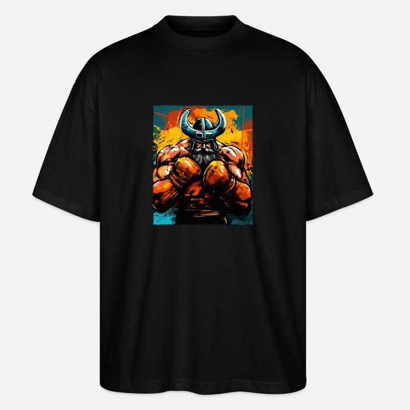 Le combattant boxeur viking Odin - T-shirt bio Blaster 2.0 coupe oversize Stanley/Stella Unisexe - noir