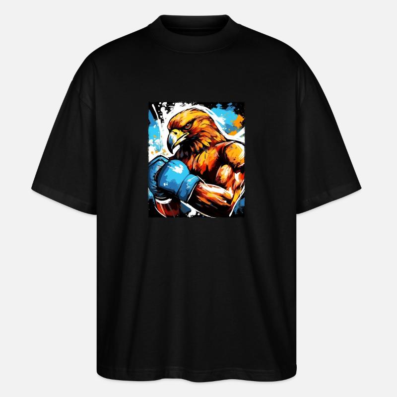 Adler Tier Boxer Kämpfer - Stanley/Stella Oversized Unisex Bio T-Shirt Blaster 2.0 - Schwarz