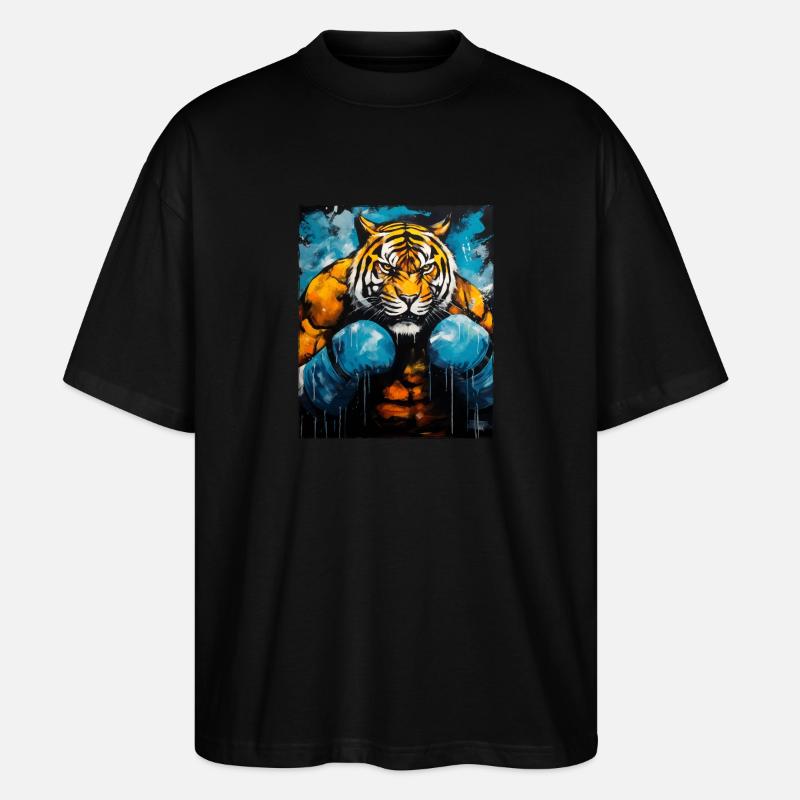 Tiger Boxer Kämpfer - Stanley/Stella Oversized Unisex Bio T-Shirt Blaster 2.0 - Schwarz