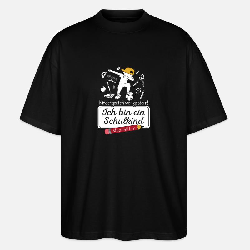 Ich bin ein Schulkind Maximilian - Stanley/Stella Oversized Unisex Bio T-Shirt Blaster 2.0 - Schwarz