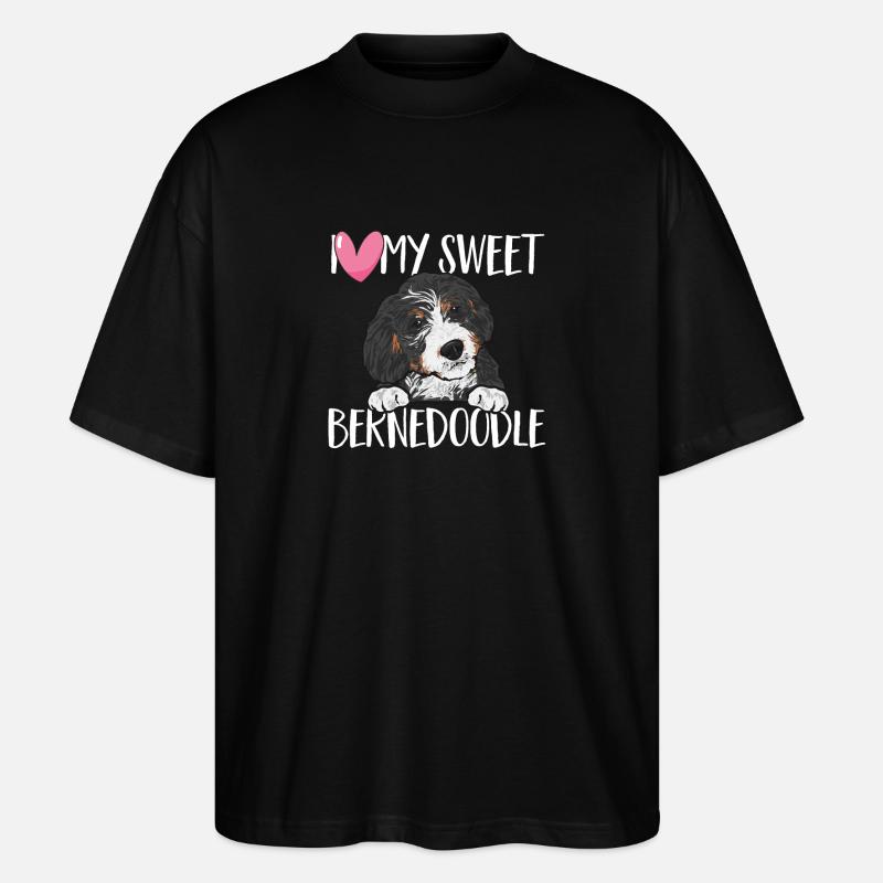 Bernedoodle Hund - Stanley/Stella Oversized Unisex Bio T-Shirt Blaster 2.0 - Schwarz