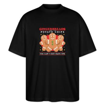Lebkuchenmänner Lebkuchenmann Lebkuchen Geschenk - Stanley/Stella Oversized Unisex Bio T-Shirt Blaster 2.0 - Schwarz - Vorne - Alina (178cm) & Michal (187cm)