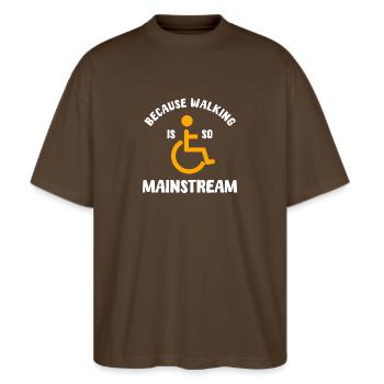 Humour de conducteur de fauteuil roulant - T-shirt bio Blaster 2.0 coupe oversize Stanley/Stella Unisexe - marron foncé - Devant - Alina (178cm) & Michal (187cm)
