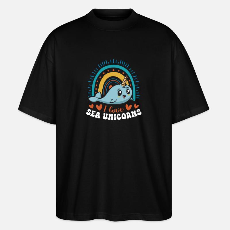 Narwal Einhornwal - Stanley/Stella Oversized Unisex Bio T-Shirt Blaster 2.0 - Schwarz