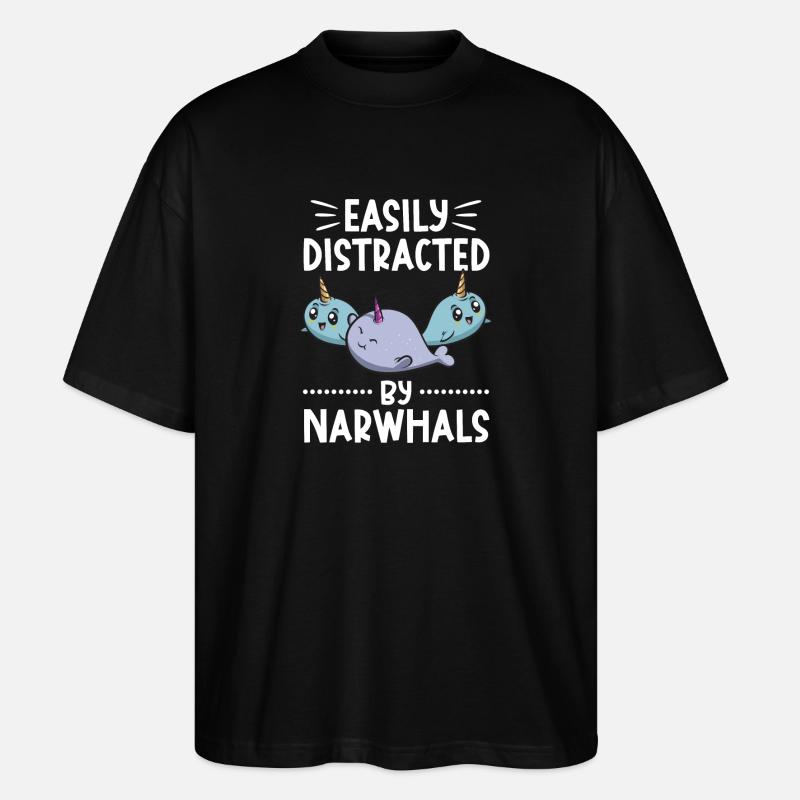 Narwal Einhornwal - Stanley/Stella Oversized Unisex Bio T-Shirt Blaster 2.0 - Schwarz