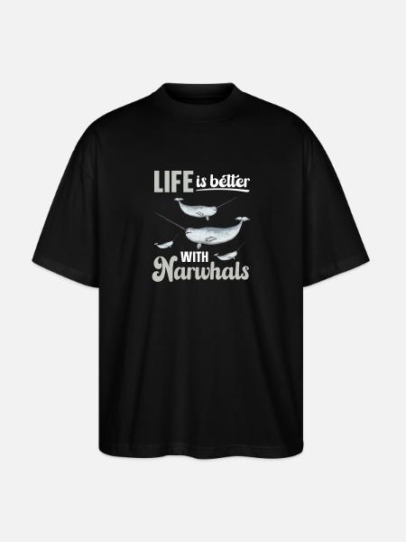 Narwal Einhornwal - Stanley/Stella Oversized Unisex Bio T-Shirt Blaster 2.0 - Schwarz