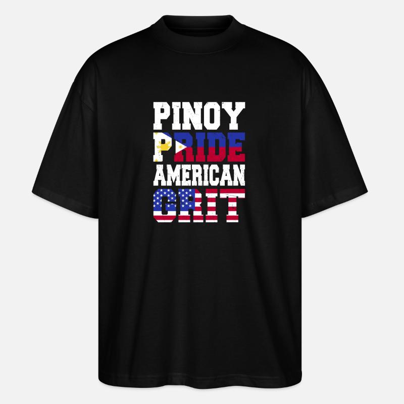 Pinoy Pride Courage Américain - T-shirt bio Blaster 2.0 coupe oversize Stanley/Stella Unisexe - noir