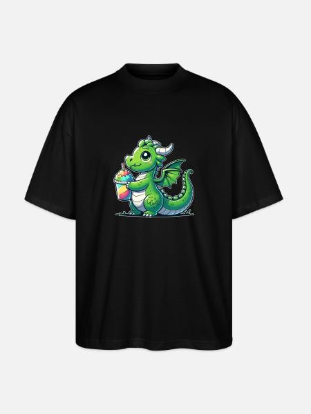 Drache mit Matsch-Eis - Stanley/Stella Oversized Unisex Bio T-Shirt Blaster 2.0 - Schwarz