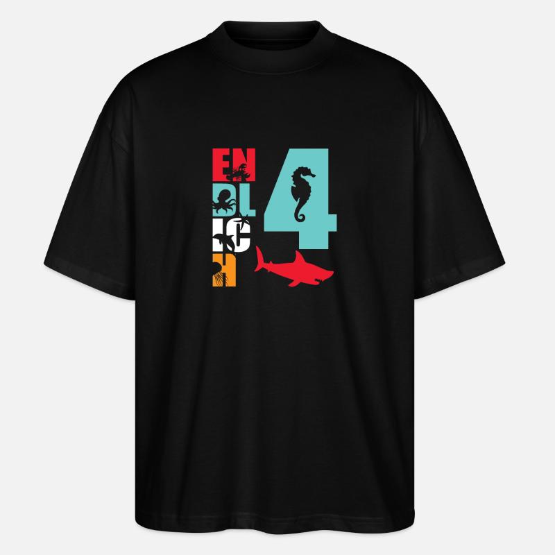Enfin 4 poissons-requins - T-shirt bio Blaster 2.0 coupe oversize Stanley/Stella Unisexe - noir