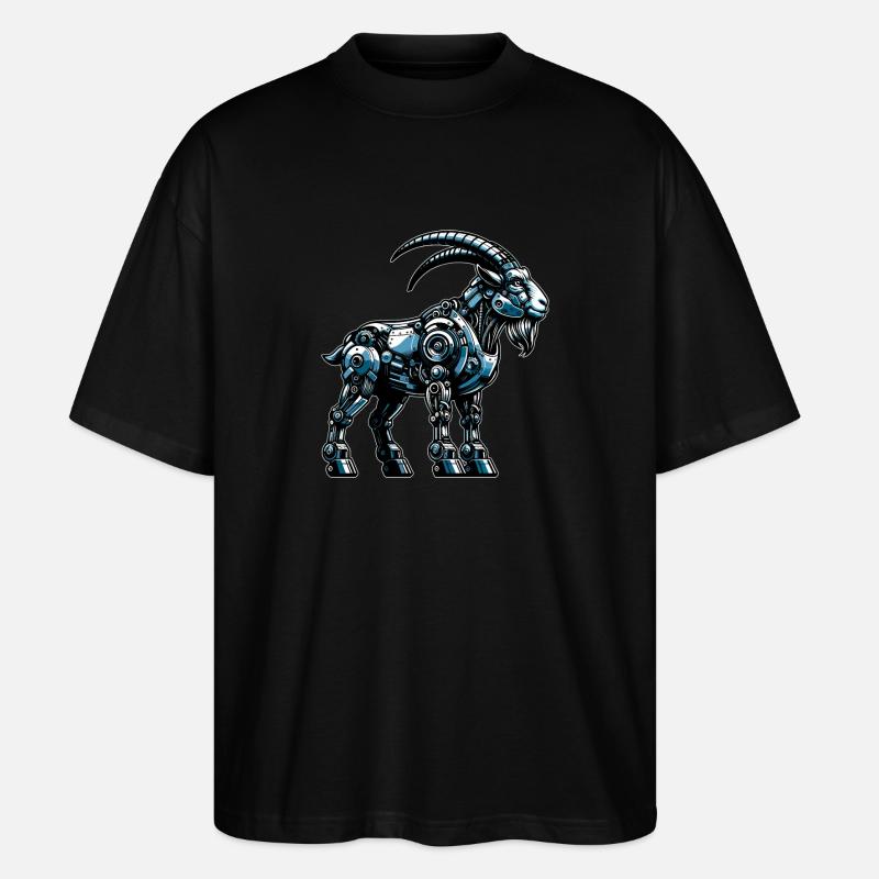 Ziege Roboter, Roboziege, Roboter-Ziege - Stanley/Stella Oversized Unisex Bio T-Shirt Blaster 2.0 - Schwarz