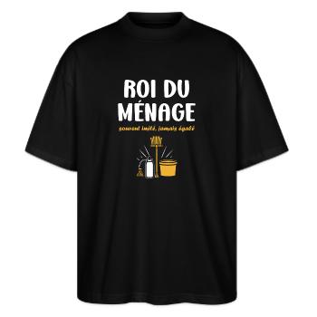Humour faire le ménage - T-shirt bio Blaster 2.0 coupe oversize Stanley/Stella Unisexe - noir - Devant - Alina (178cm) & Michal (187cm)