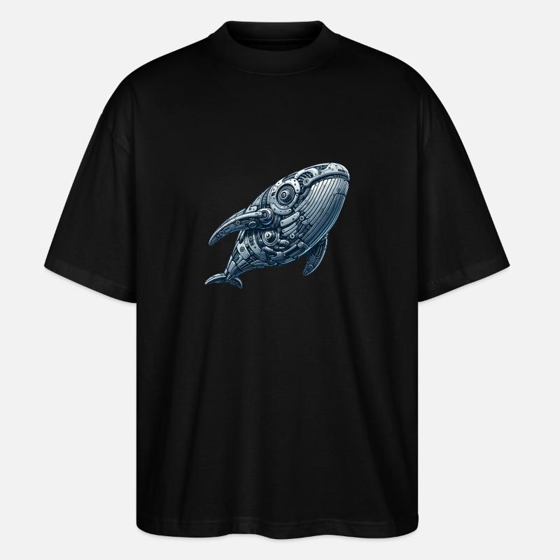 Whale Robot, Robot Whale - Stanley/Stella Oversized Unisex Organic T-shirt Blaster 2.0 - black