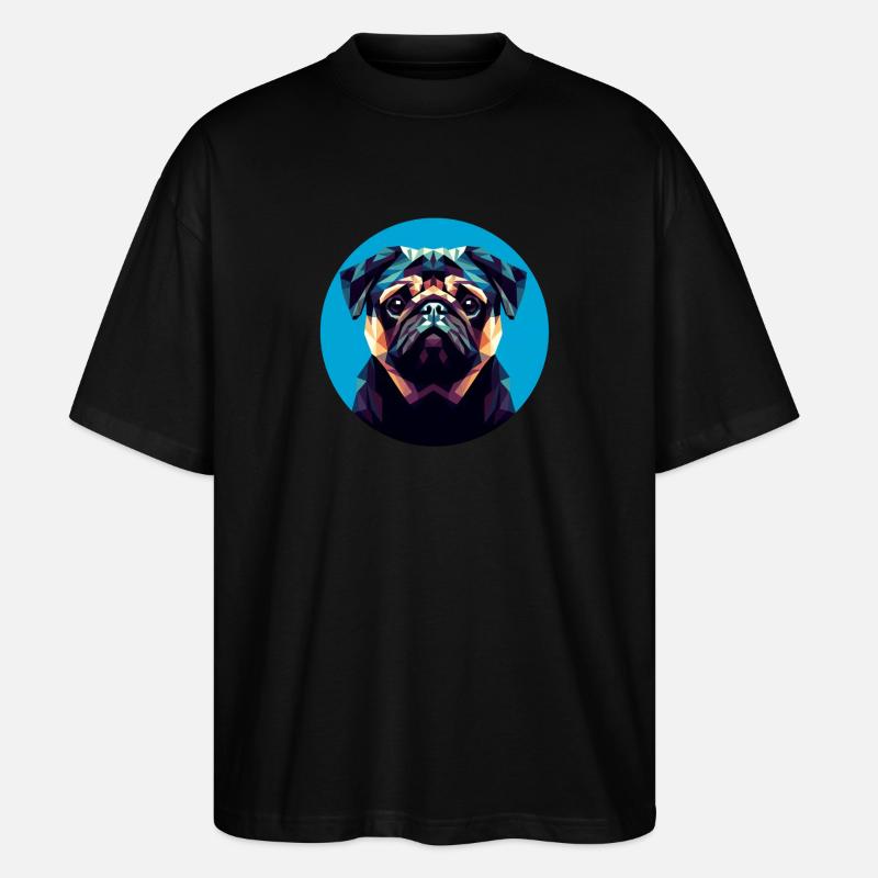 Niedlicher Mops Hund im Polygon-Stil - Stanley/Stella Oversized Unisex Bio T-Shirt Blaster 2.0 - Schwarz
