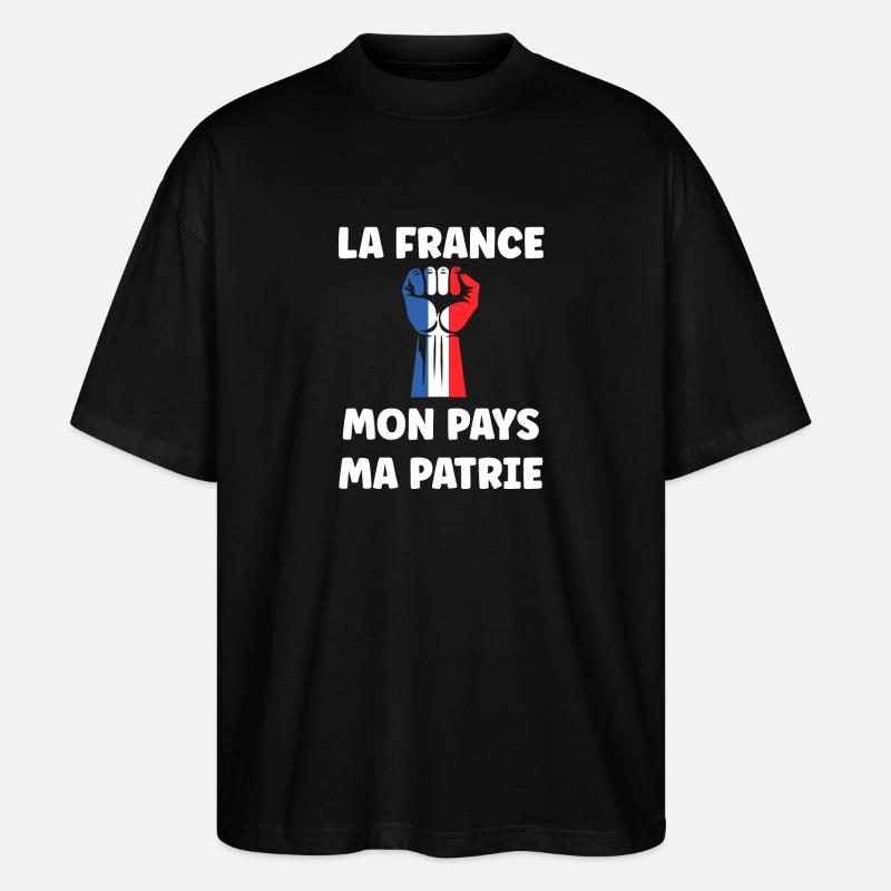 drapeau francais patriote - T-shirt bio Blaster 2.0 coupe oversize Stanley/Stella Unisexe - noir