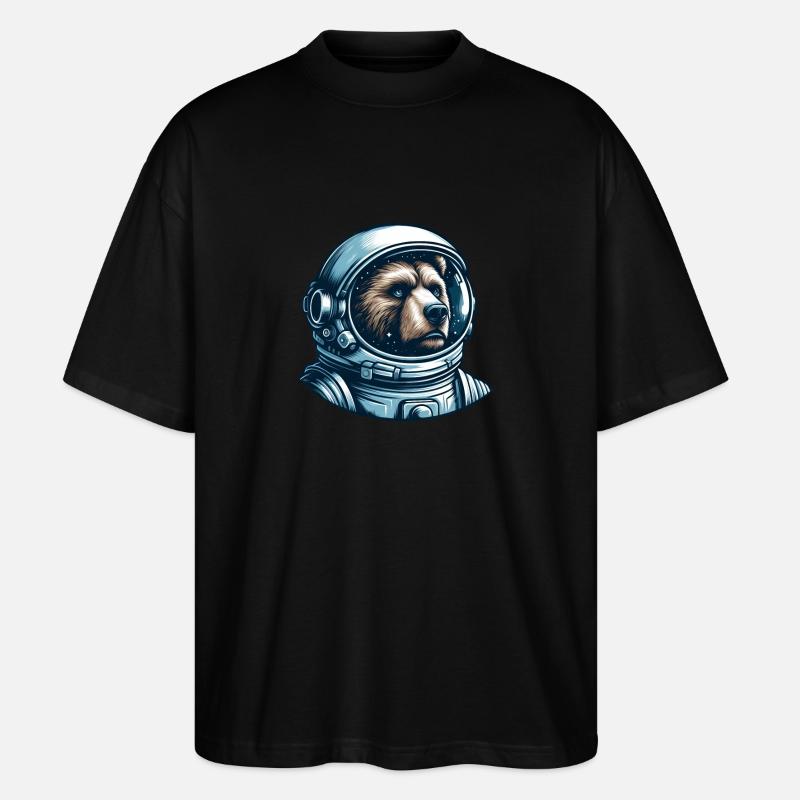 Pensive bear in outer space - Stanley/Stella Oversized Unisex Organic T-shirt Blaster 2.0 - black