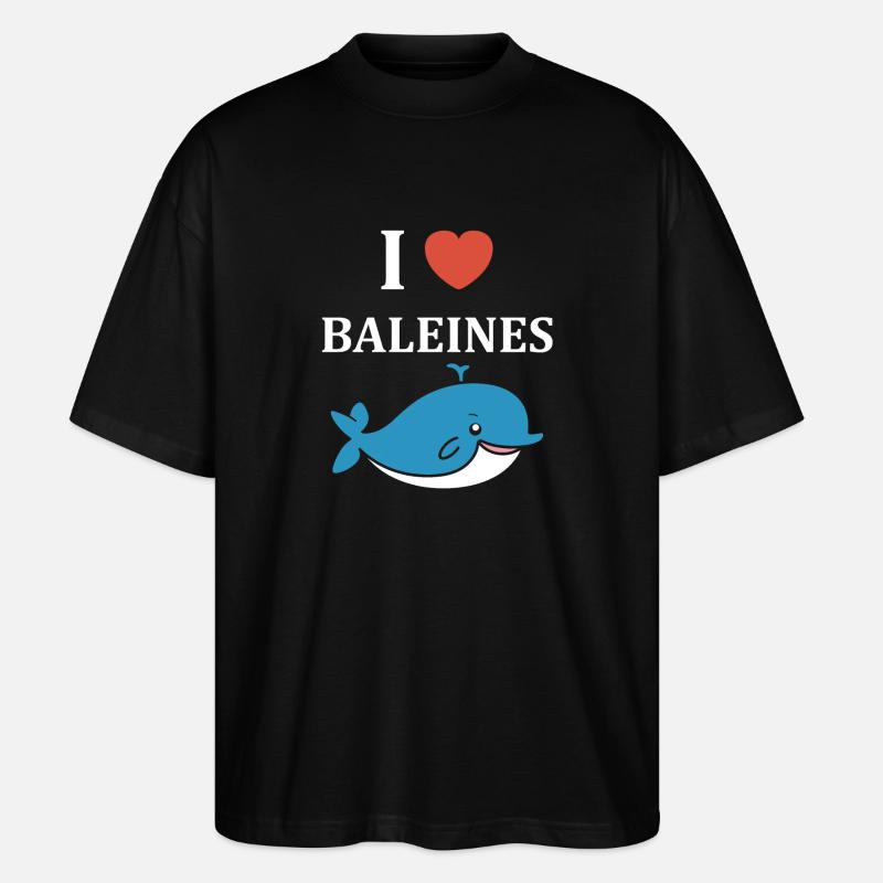 humour baleine - T-shirt bio Blaster 2.0 coupe oversize Stanley/Stella Unisexe - noir