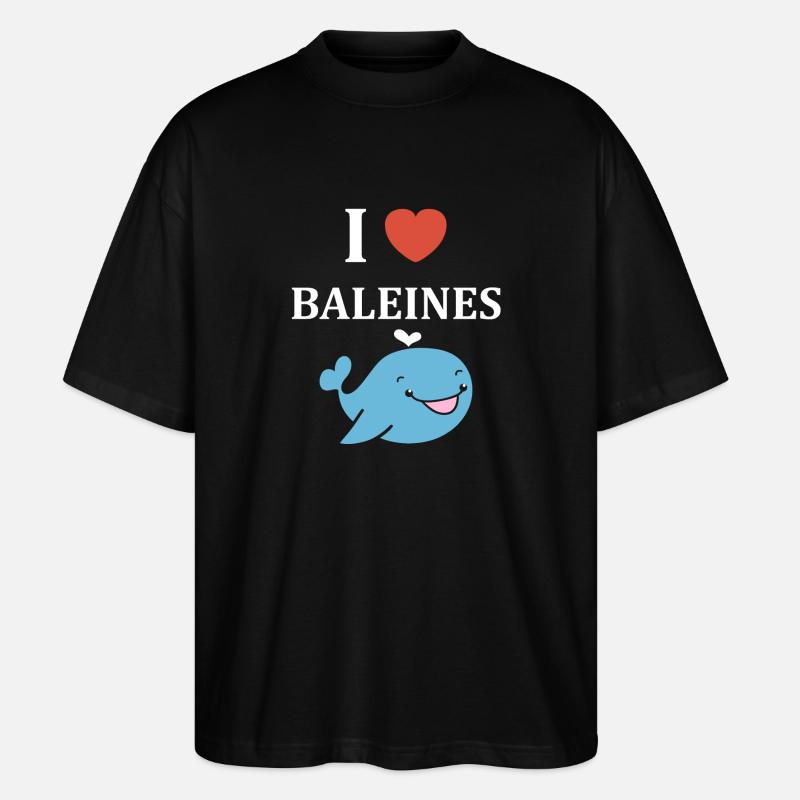 humour baleine - T-shirt bio Blaster 2.0 coupe oversize Stanley/Stella Unisexe - noir