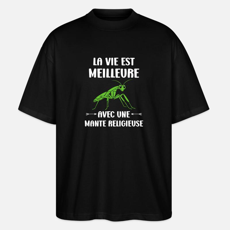 Humour insecte Mante religieuse - T-shirt bio Blaster 2.0 coupe oversize Stanley/Stella Unisexe - noir