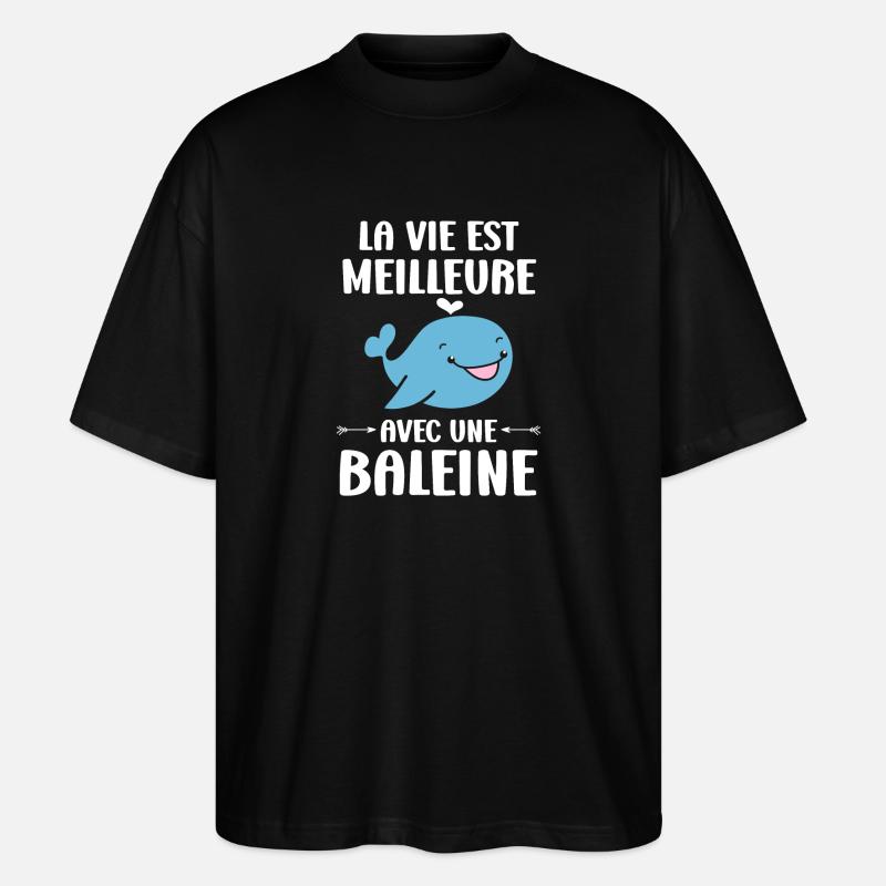 humour baleine - T-shirt bio Blaster 2.0 coupe oversize Stanley/Stella Unisexe - noir