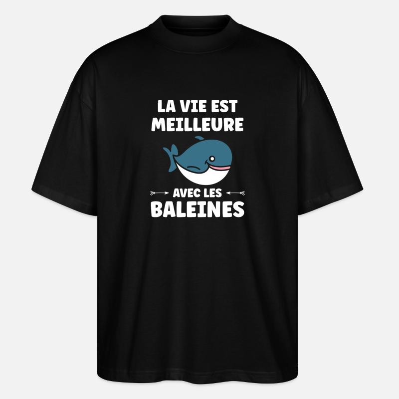 humour baleine - T-shirt bio Blaster 2.0 coupe oversize Stanley/Stella Unisexe - noir