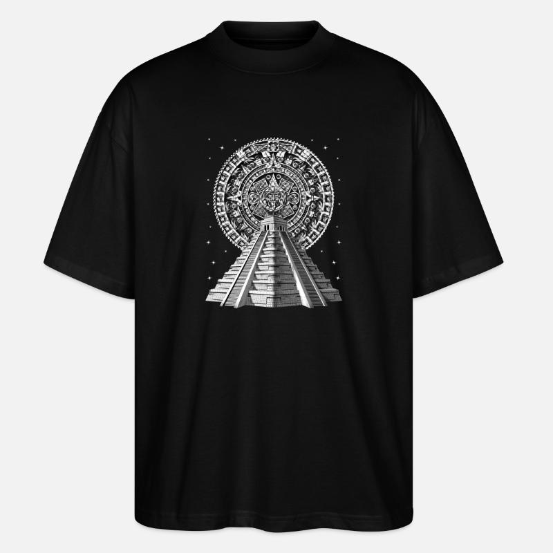 Calendrier des pyramides aztèques - T-shirt bio Blaster 2.0 coupe oversize Stanley/Stella Unisexe - noir