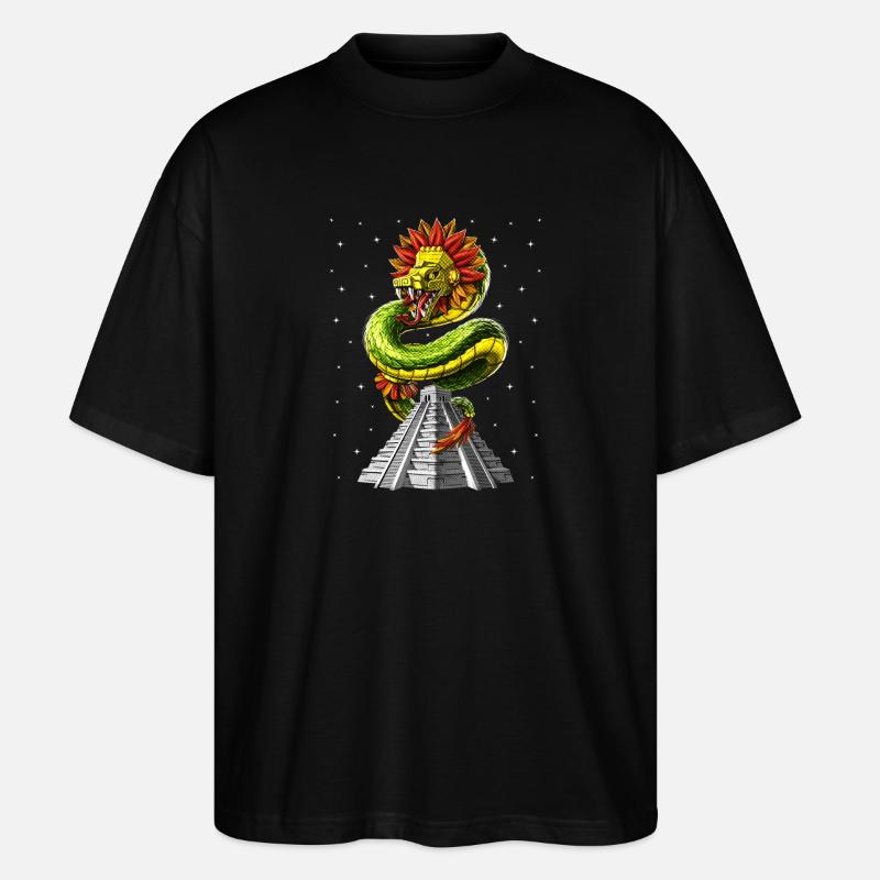 Pyramide aztèque de Quetzalcoatl - T-shirt bio Blaster 2.0 coupe oversize Stanley/Stella Unisexe - noir