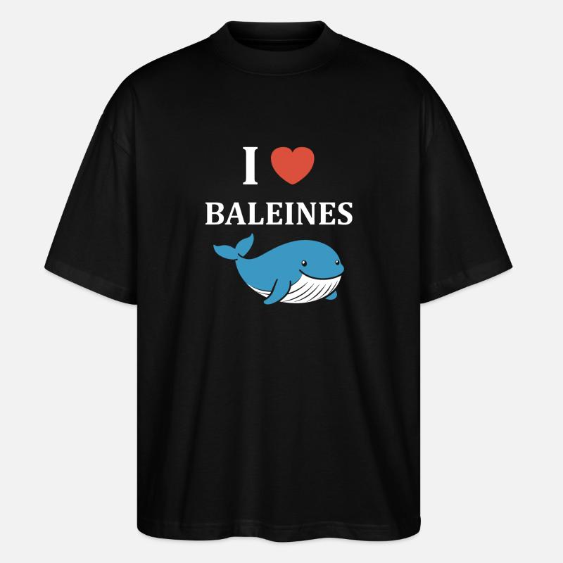Baleines bleu Amour baleine - T-shirt bio Blaster 2.0 coupe oversize Stanley/Stella Unisexe - noir