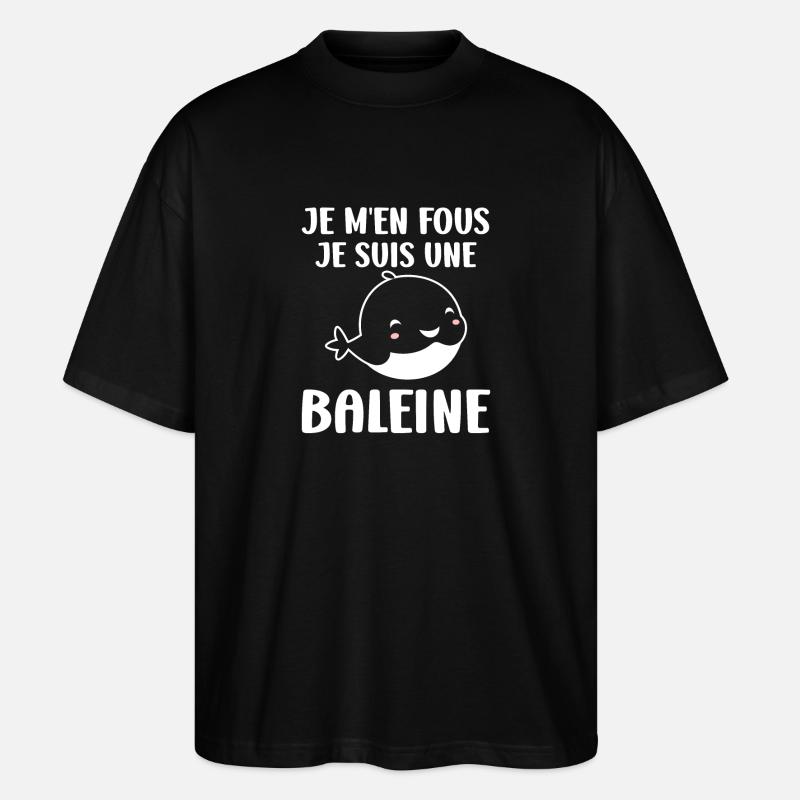 Baleines bleu Amour baleine - T-shirt bio Blaster 2.0 coupe oversize Stanley/Stella Unisexe - noir