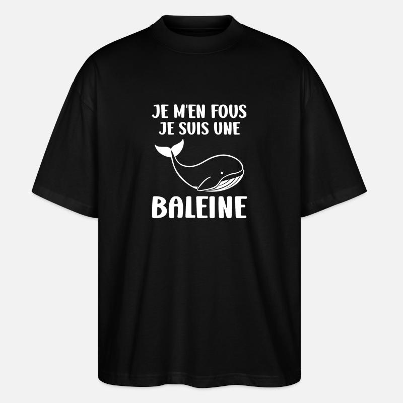 Baleines bleu Amour baleine - T-shirt bio Blaster 2.0 coupe oversize Stanley/Stella Unisexe - noir