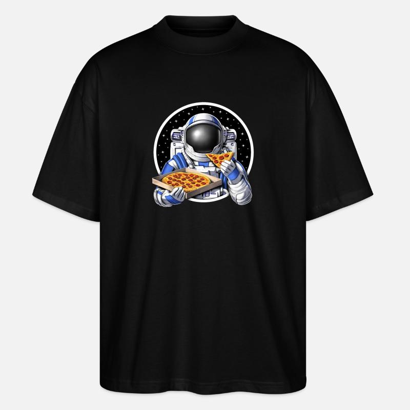 Space Astronaut Eating Pizza - Stanley/Stella Oversized Unisex Organic T-shirt Blaster 2.0 - black