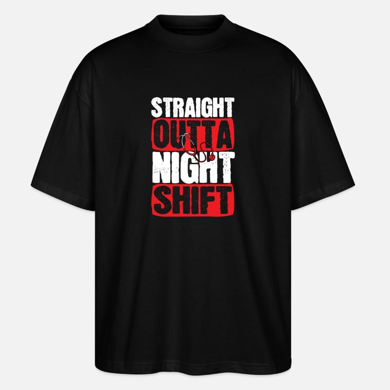 Nachtschicht Krankenschwester - Stanley/Stella Oversized Unisex Bio T-Shirt Blaster 2.0 - Schwarz