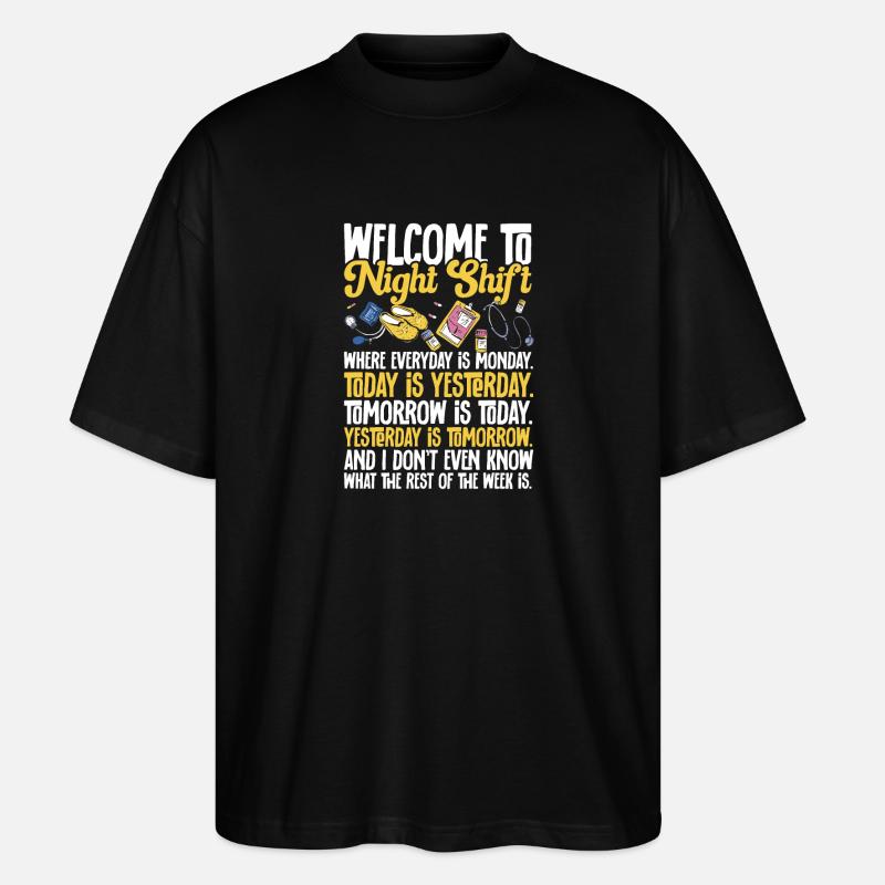 Infirmière de nuit - T-shirt bio Blaster 2.0 coupe oversize Stanley/Stella Unisexe - noir