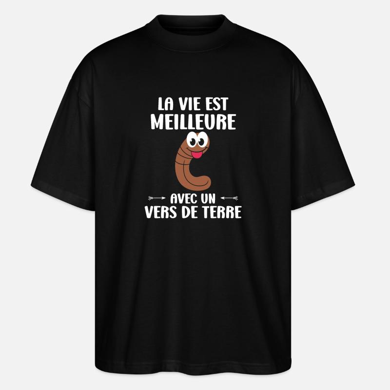 Humour ver de terre - T-shirt bio Blaster 2.0 coupe oversize Stanley/Stella Unisexe - noir