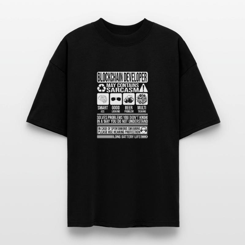 Blockchain Developer Sarcasm funny Gift Blockchain Stanley/Stella Oversized Unisex Organic T-shirt Blaster 2.0