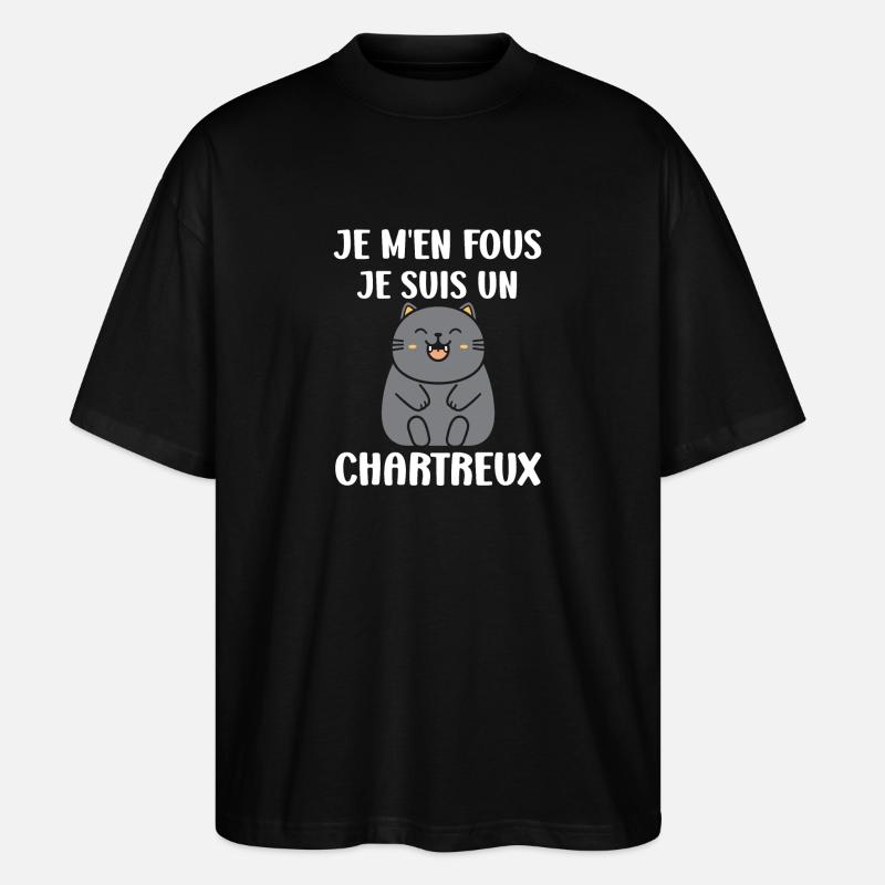 Humour chat chartreux - T-shirt bio Blaster 2.0 coupe oversize Stanley/Stella Unisexe - noir