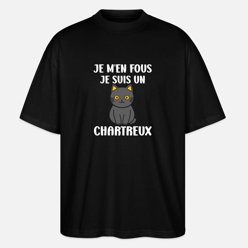 Humour chat chartreux - T-shirt bio Blaster 2.0 coupe oversize Stanley/Stella Unisexe - noir