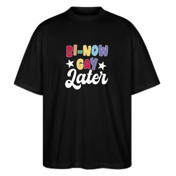 Jeu de mots bisexuel - T-shirt bio Blaster 2.0 coupe oversize Stanley/Stella Unisexe - noir - Devant - Alina (178cm) & Michal (187cm)