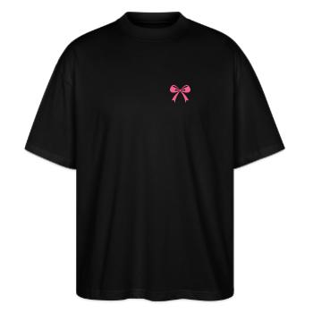 Aufklärung über Brustkrebs - Stanley/Stella Oversized Unisex Bio T-Shirt Blaster 2.0 - Schwarz - Vorne - Alina (178cm) & Michal (187cm)