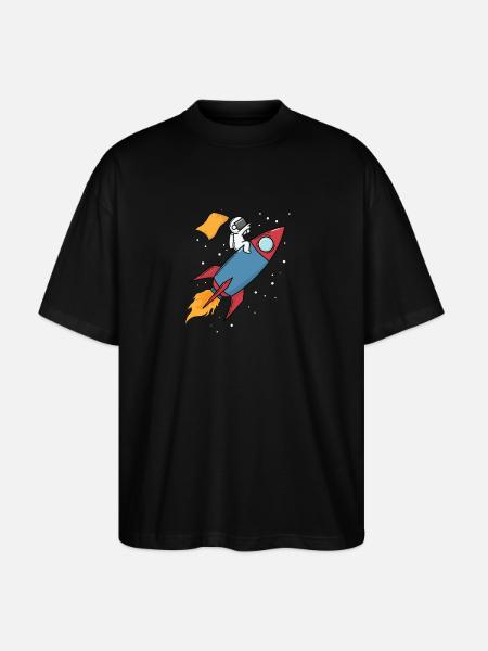Astronaut on a rocket - Stanley/Stella Oversized Unisex Organic T-shirt Blaster 2.0 - black