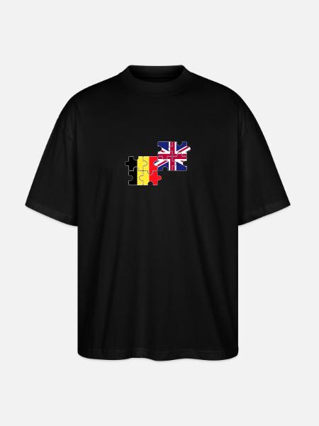 Belgium UK Flag Belgian British - Stanley/Stella Oversized Unisex Organic T-shirt Blaster 2.0 - black