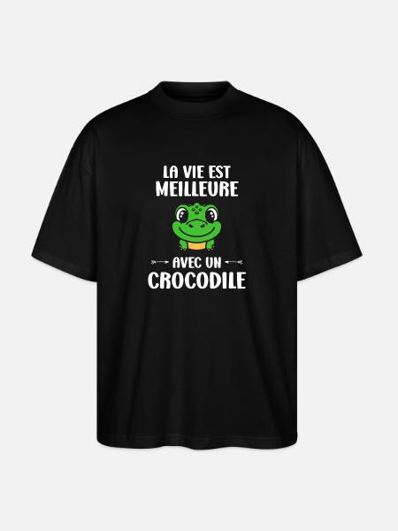 Humour Crocodile - T-shirt bio Blaster 2.0 coupe oversize Stanley/Stella Unisexe - noir