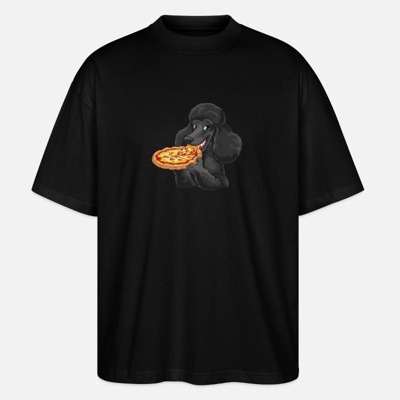 Caniche noir Pizza Bande Dessinée - T-shirt bio Blaster 2.0 coupe oversize Stanley/Stella Unisexe - noir