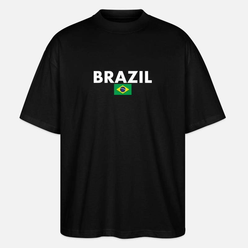 Brésil Brésil Drapeau brésilien - T-shirt bio Blaster 2.0 coupe oversize Stanley/Stella Unisexe - noir